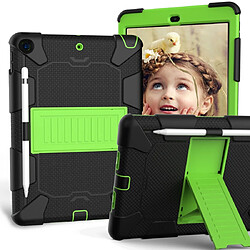 Wewoo Housse Étui Coque Pour iPad 10.2 Etui antichoc en silicone bicolore avec support et fente stylo Noir + Vert