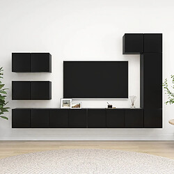 vidaXL Ensemble de meubles TV 8 pcs Noir Bois d'ingénierie