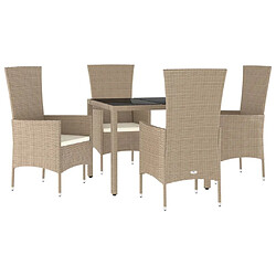 Avis Ensemble salle à manger de jardin 5 pcs,Table et chaise à dîner d'extérieur Beige poly rotin -MN42430