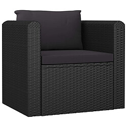 Acheter vidaXL Salon de jardin 7 pcs avec coussins Résine tressée Noir