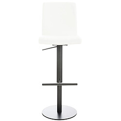 Decoshop26 Tabouret de bar x1 réglable en hauteur et pivotant à 360° plateforme ronde en métal noir assise en PVC blanc 10_0004568