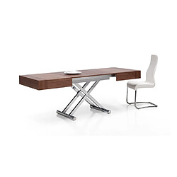 Acheter Inside 75 Table relevable extensible électrique ACTIVA 120/214x38/77x80cm pied acier chromé plateau noyer