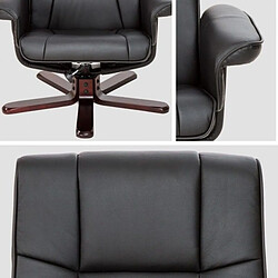 Avis Helloshop26 Fauteuil de relaxation lounge détente TV avec tabouret noir pied marron 08_0000484