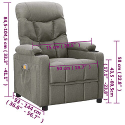 vidaXL Fauteuil de massage Gris clair Tissu pas cher