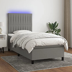 Sommier à lattes et LED,Cadre à lattes de lit avec matelas pour Adulte Gris foncé 80x200cm -MN76061