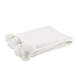 Dansmamaison Plaid Pompon Polyester Blanc