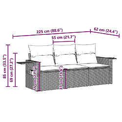 Avis vidaXL Salon de jardin avec coussins 3 pcs gris clair résine tressée