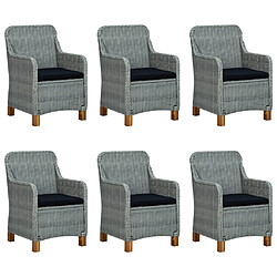 Maison Chic Mobilier à dîner 7 pcs et coussins- Ensemble table et chaises d'extérieur - Salon/Mobilier de jardin classique Résine tressée Gris clair -MN11400