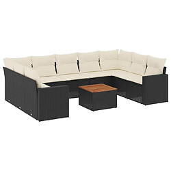 Maison Chic Salon de jardin 10 pcs avec coussins | Ensemble de Table et chaises | Mobilier d'Extérieur noir résine tressée -GKD10452