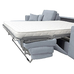 Vente-Unique Canapé d'angle gauche convertible express en velours côtelé gris clair - Couchage 140 cm - Matelas 14 cm AMELIA II pas cher