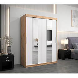 Abiks Meble Armoire Pole à portes coulissantes 200/150/62 2 portes (artisan/blanc)