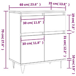 vidaXL Buffet Noir 60x35x70 cm Bois d'ingénierie pas cher