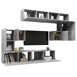 Avis Maison Chic Ensemble de meubles TV 8 pcs | Banc TV Moderne pour salon | Meuble de Rangement - Gris béton Aggloméré -MN16348