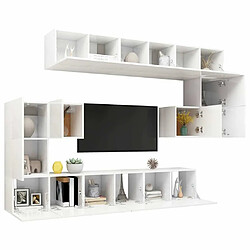 Avis Maison Chic Ensemble de meubles TV 10 pcs | Banc TV Moderne pour salon | Meuble de Rangement - Blanc Aggloméré -MN37470