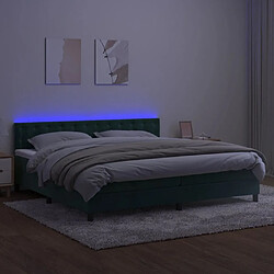 Acheter Maison Chic Lit adulte- Lit + matelas + LED,Sommier à lattes de lit matelas et LED Vert foncé 200x200 cm -GKD55318