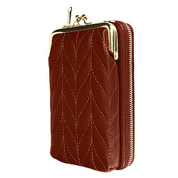 Avizar Pochette Bandoulière Smartphone Simili cuir surpiqué Multi-compartiments marron