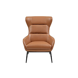 Vente-Unique Fauteuil en cuir de buffle camel DINNIA