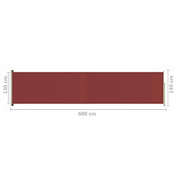 vidaXL Auvent latéral rétractable de patio 140x600 cm Rouge pas cher