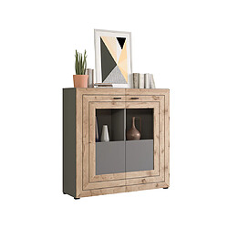 Bestmobilier Wexford - buffet haut - gris et bois - 120 cm