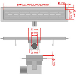 vidaXL Drain de douche linéaire 630x140 mm acier inoxydable pas cher