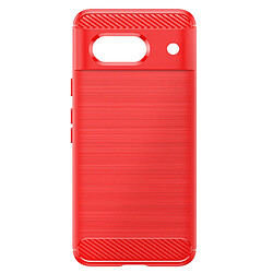 Avizar Coque pour Google Pixel 8a Flexible Effet Carbone et Brossé Rouge