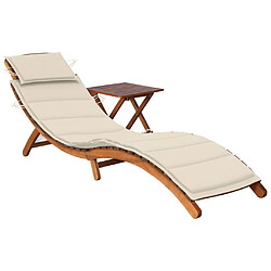 Helloshop26 Transat chaise longue bain de soleil lit de jardin terrasse meuble d'extérieur avec table et coussin bois d'acacia 02_0012627