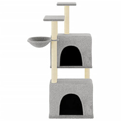 Helloshop26 Arbre à chat meuble tour grimper jouet grattage grattoir escalade plateforme avec griffoirs en sisal clair 122 cm gris 02_0022555