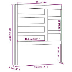 vidaXL Tête de lit Noir 96x4x104 cm Bois massif de pin pas cher