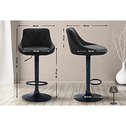 Decoshop26 Tabouret de bar en synthétique noir pivotant avec repose-pieds métal noir coutures décoratives TDB10587