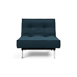 Inside 75 INNOVATION LIVING Fauteuil design SPLITBACK CHROME convertible lit 90*115 cm tissu Argus, Navy Blue