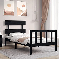 Maison Chic Cadre/structure de lit avec tête de lit pour adulte - Lit Moderne Chambre noir petit simple bois massif -MN90625