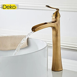 Avis iDeko® Robinet salle de bain haut de lavabo vasque cascade vintage style mono laiton céramique