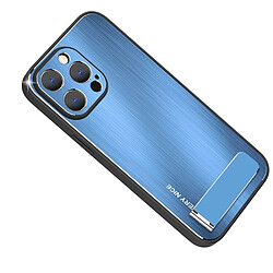 Coque en TPU + alliage d'aluminium anti-chute avec béquille pour votre iPhone 14 Pro Max - bleu