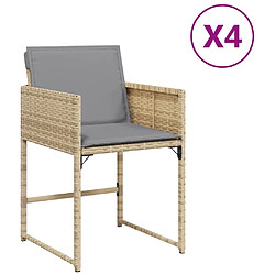 Maison Chic Lot de 4 Chaises de jardin avec coussins | chaises Relax d'extérieur mélange beige -GKD84492