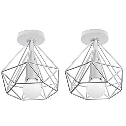 Stoex 2PCS Plafonnier Moderne en Forme de Diamant Lustre Créatif Simple Ø20CM Pour Café Restaurant Salle À Manger Bar (Blanc)