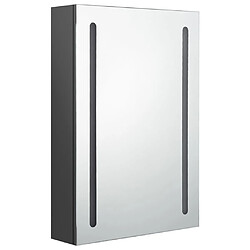 Avis Maison Chic Armoire de salle de bain,Meuble de rangement,Meuble haut à miroir LED gris 50x13x70 cm -GKD528224