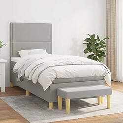 Maison Chic Structures de lit + matelas,Lit à sommier tapissier et matelas pour Chambre Gris clair 90x190 cm Tissu -MN53118