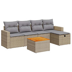 vidaXL Salon de jardin avec coussins 6 pcs beige résine tressée