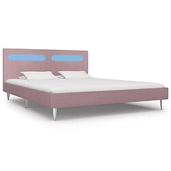 Avis Maison Chic Lit adulte - Cadre de lit avec LED,Structure du lit Contemporain Rose Tissu 180 x 200 cm -MN24258