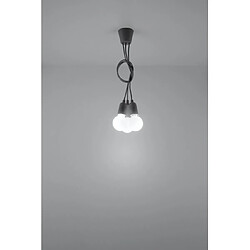 Luminaire Center Suspension DIEGO PVC gris 3 ampoules pas cher