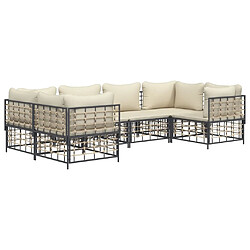 Avis Maison Chic Salon de jardin 6 pcs + coussins - Mobilier/Meubles de jardin - Table et chaises d'extérieur anthracite résine tressée -MN41996