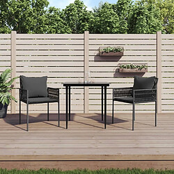 Maison Chic Lot de 2 Chaises de jardin,Fauteuil d'extérieur avec coussins noir 54x61x83 cm rotin -MN63175