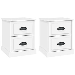 Maison Chic Lot de 2 Tables de chevet,Table de nuit,Table d'appoint pour salon blanc 39x39x47,5 cm bois d'ingénierie -MN75503