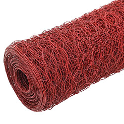 vidaXL Grillage Acier avec revêtement en PVC 25x0,5 m Rouge