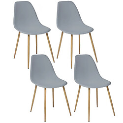 Toilinux Lot de 4 Chaises design scandinave Taho - Gris