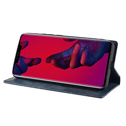 Wewoo Housse Coque Étui en cuir à boucle magnétique avec texture rétro et pour HuMate 20 Pro, support emplacements pour cartes porte-monnaie (bleu) pas cher