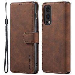 Etui en PU DG.MING style rétro avec support, café pour votre OnePlus Nord 2 5G