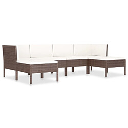 Maison Chic Salon de jardin 6 pcs + coussins - Mobilier/Meubles de jardin - Table et chaises d'extérieur Résine tressée Marron -MN49851