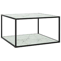 Maison Chic Table basse,Table Console Table d'appoint, Table pour salon Noir avec verre marbre blanc 90x90x50 cm -MN17054