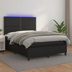 Sommier à lattes et LED,Cadre à lattes de lit avec matelas pour Adulte Noir 140x190 cm -MN15741